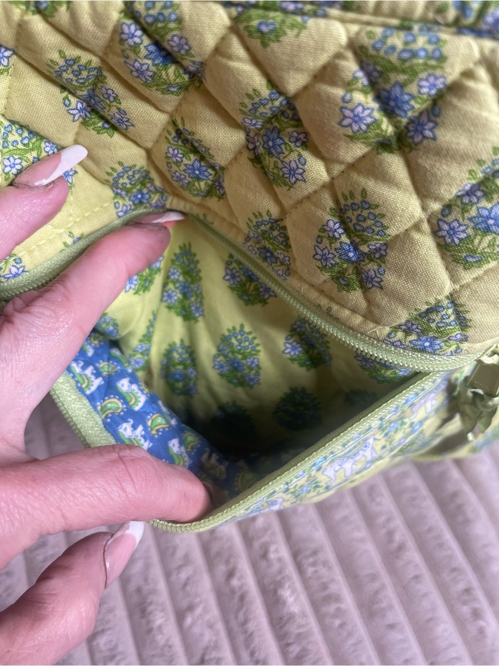 Vera Bradley Kerala Elephants Quilted Sling Backpack Green Floral Bag - Picture 2 of 7